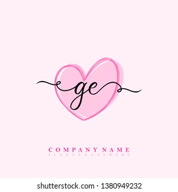 Initial GE handwriting logo vector template