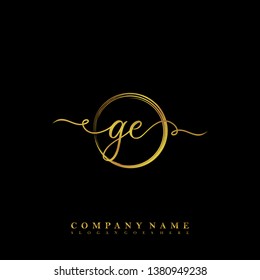 Initial GE handwriting logo vector template
