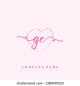Initial GE handwriting logo vector template