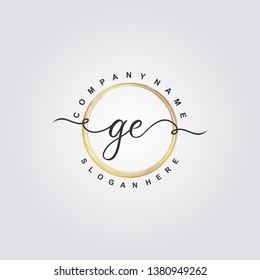 Initial GE handwriting logo vector template