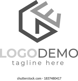 Initial GE latter geometric Monogram logo design vector .