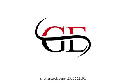 Initial GE letter Logo With Swoosh Design Graphic Vector Template for Business and Company Identity.