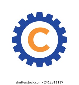 Initial Gear Logo combine with letter C vector template