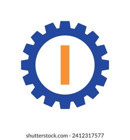 Initial Gear Logo combine with letter I vector template