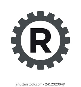 Initial Gear Logo combine with letter R vector template