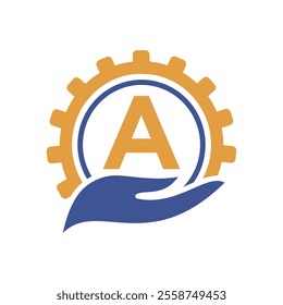 Initial Gear Logo combine with letter A vector template