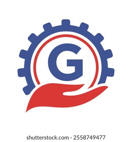 Initial Gear Logo combine with letter G vector template