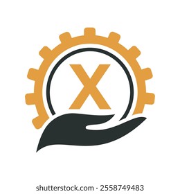 Initial Gear Logo combine with letter X vector template