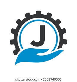 Initial Gear Logo combine with letter J vector template