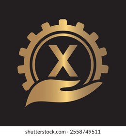 Initial Gear Logo combine with letter X vector template