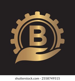 Initial Gear Logo combine with letter B vector template
