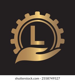 Initial Gear Logo combine with letter L vector template