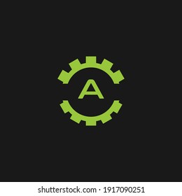 Initial A gear logo template vector