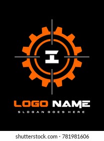 Initial I gear target logo template vector