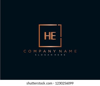 Initial geometric H & E elegant logo template vector