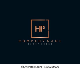 Initial geometric H & P elegant logo template vector