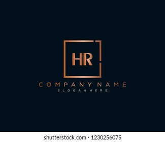 Initial geometric H & R elegant logo template vector