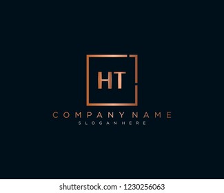 Initial geometric H & T elegant logo template vector