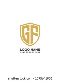 Initial GF abstract shield logo template vector