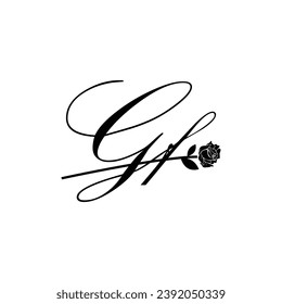 Ornamento de tipografía de flores de escritura manual GF inicial moderno