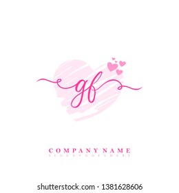 Initial GF handwriting logo template vector