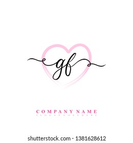 Initial GF handwriting logo template vector