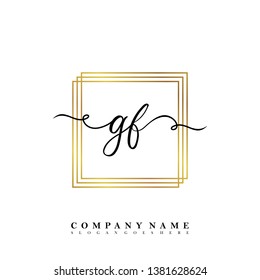 Initial GF handwriting logo template vector