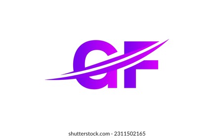 Initial GF letter Logo With Swoosh Design Graphic Vector Template for Business and Company Identity.