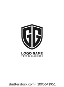 Initial GG abstract shield logo template vector