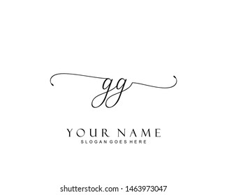 Initial GG beauty monogram and elegant logo design, handwriting logo of initial signature, wedding, fashion, floral and botanical with creative template.