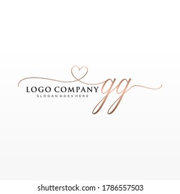 Initial GG beauty monogram and elegant logo design, handwriting logo of initial signature, wedding, fashion, floral and botanical with creative template.