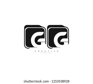 Initial GG Letter Abstract Simple Black Rectangle Emblem Logotype