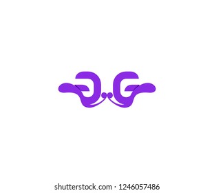Initial GG Letter Isolated Abstract Swoosh Liquid Proton Purple Color Design Logo