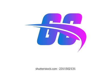 Initial GG letter Logo With Swoosh Design Graphic Vector Template for Business and Company Identity.