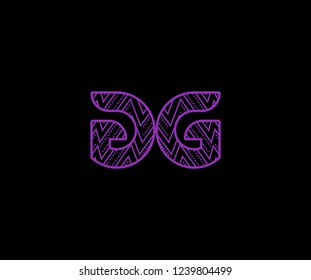 initial GG letter zig zag dots pattern modern futuristic logotype