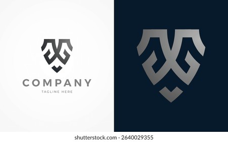 Initial GG Logo Design, Letter GG with shield combination in two color, usable for brand and company logos, vector illustration