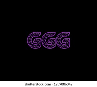 initial GGG letter zig zag dots pattern modern futuristic logotype
