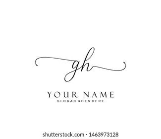 Initial GH beauty monogram and elegant logo design, handwriting logo of initial signature, wedding, fashion, floral and botanical with creative template.