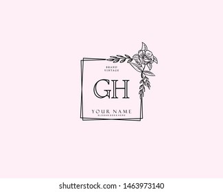 Initial GH beauty monogram and elegant logo design, handwriting logo of initial signature, wedding, fashion, floral and botanical with creative template.
