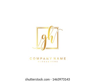 Initial GH beauty monogram and elegant logo design, handwriting logo of initial signature, wedding, fashion, floral and botanical with creative template.