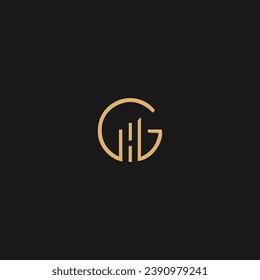 Initial GH circle logo design image, GH minimal concept icon,