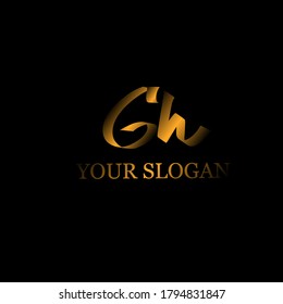 Initial Gh handwriting logo template vector