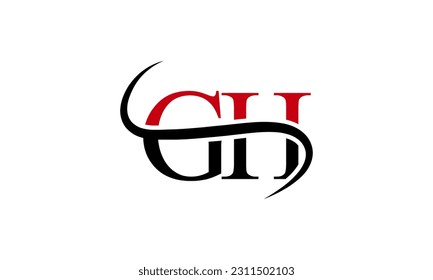 Logotipo inicial de la letra GH con plantilla de vectores gráficos de diseño Swoosh para identidad de empresa y empresa.
