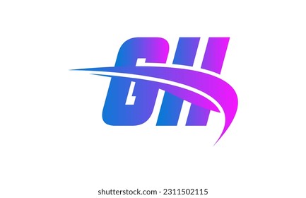 Logotipo inicial de la letra GH con plantilla de vectores gráficos de diseño Swoosh para identidad de empresa y empresa.