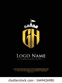 initial GH letter with shield style logo template vector