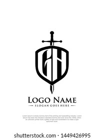 initial GH letter with shield style logo template vector