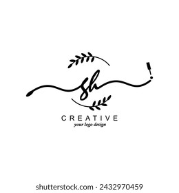 Initial GH logo handwriting botanical branding typography