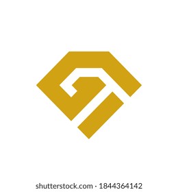 Logotipo de diamante GI inicial, monograma de letra de lujo, símbolo de gemela de zafiro