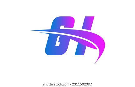 Initial GI letter Logo With Swoosh Design Graphic Vector Template for Business and Company Identity.