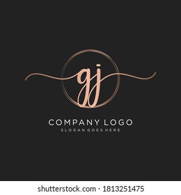 Initial GJ beauty monogram and elegant logo design, handwriting logo of initial signature, wedding, fashion, floral and botanical with creative template.